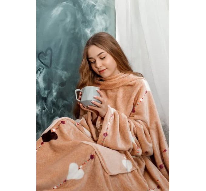 Плед с рукавами из микрофибры, 200х160 см (Мокко Love)