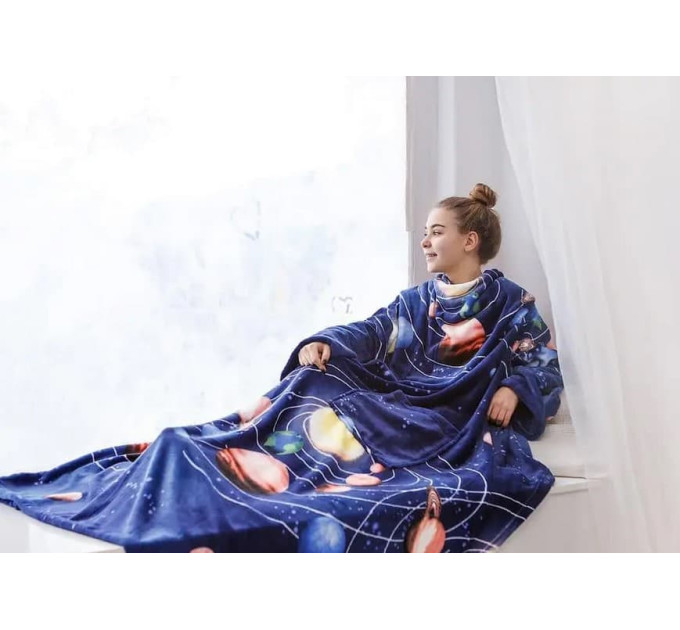 Плед із рукавами з мікрофібри, 200х160 см (Ти просто космос)