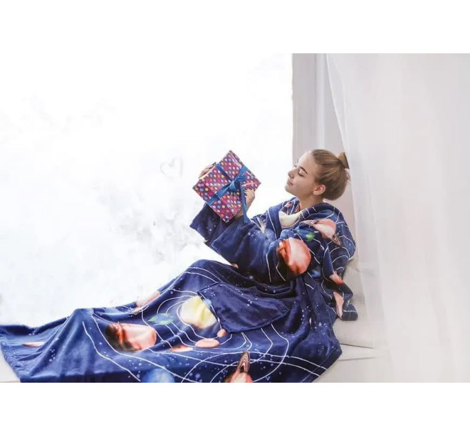 Плед із рукавами з мікрофібри, 200х160 см (Ти просто космос)