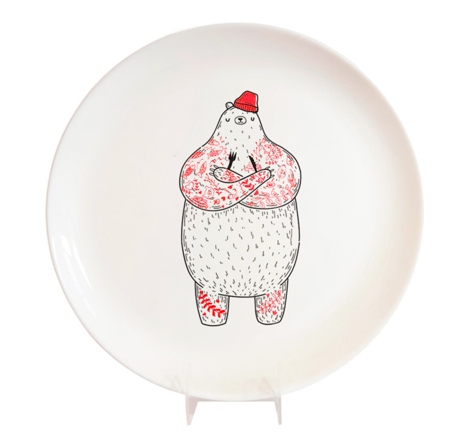 Подарочная дизайнерская тарелка Скандинавский мишка