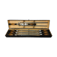 Подарочный набор "Вуд" с двойным шампуром и вилкой в кейсе из фанеры