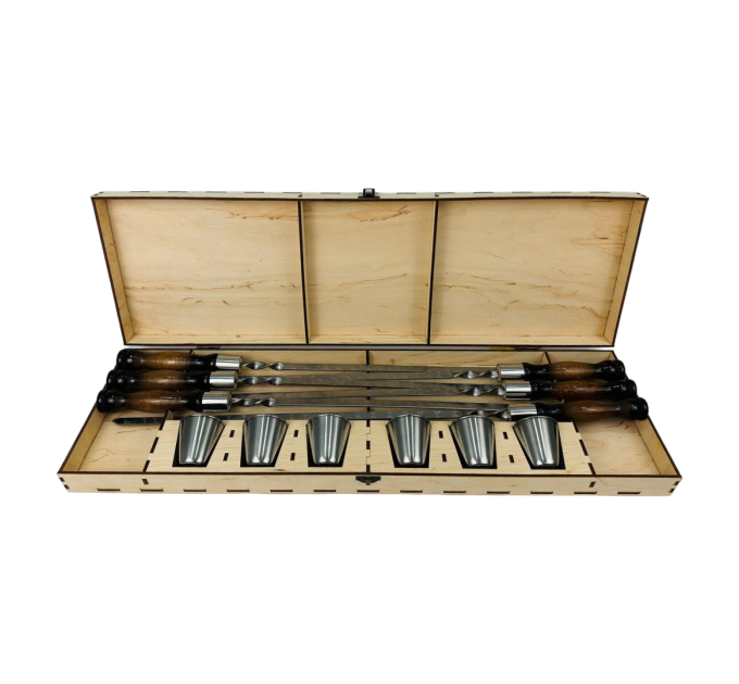 Подарочный набор "Вуд" с рюмками в кейсе из фанеры