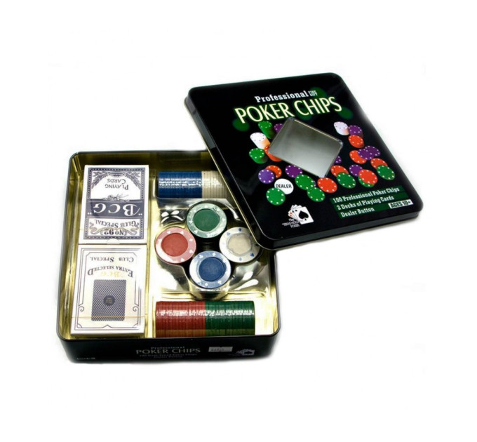 Покерный набор на 100 фишек и 2 колоды карт