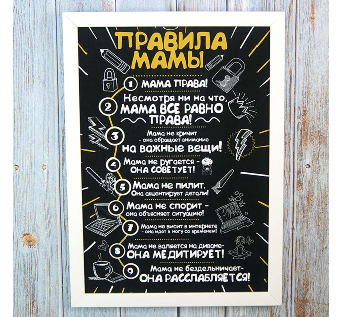 Постер мотиватор 56051 ПРАВИЛА МАМЫ №1 А4