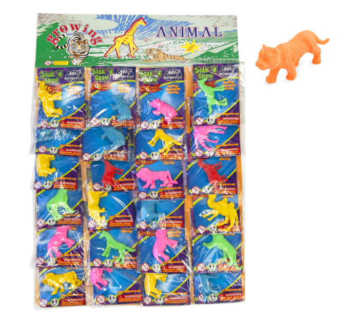 Растущие в воде игрушки 6х3см Звери (уп 24шт)