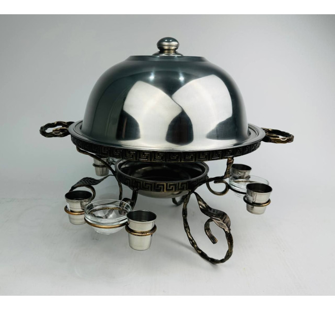 Садж Греция с соусниками и рюмками, 36 см