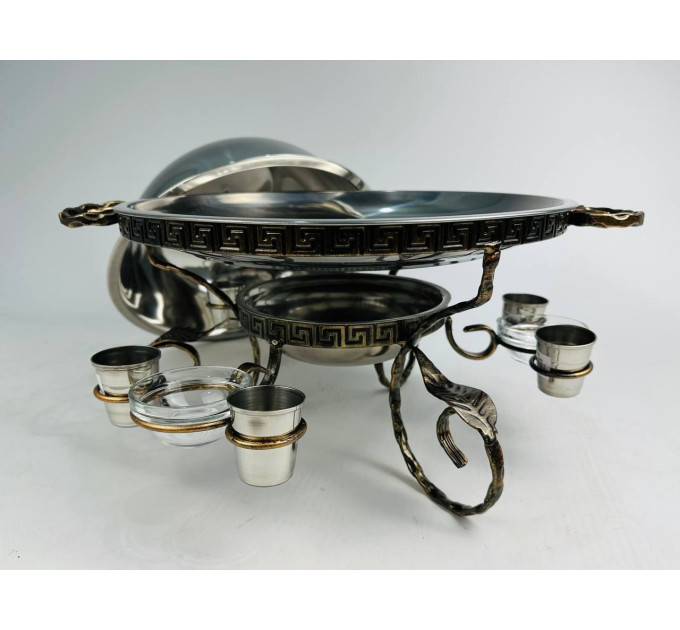 Садж Греция с соусниками и рюмками, 36 см