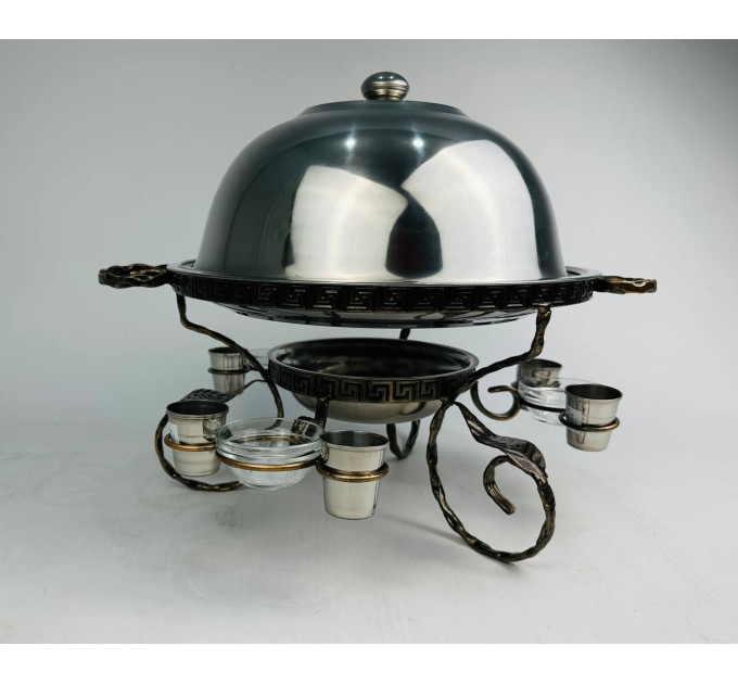 Садж Греция с соусниками и рюмками, 36 см