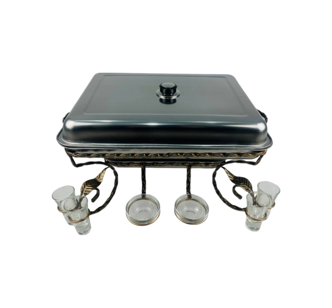 Садж прямоугольный с соусницами и рюмками