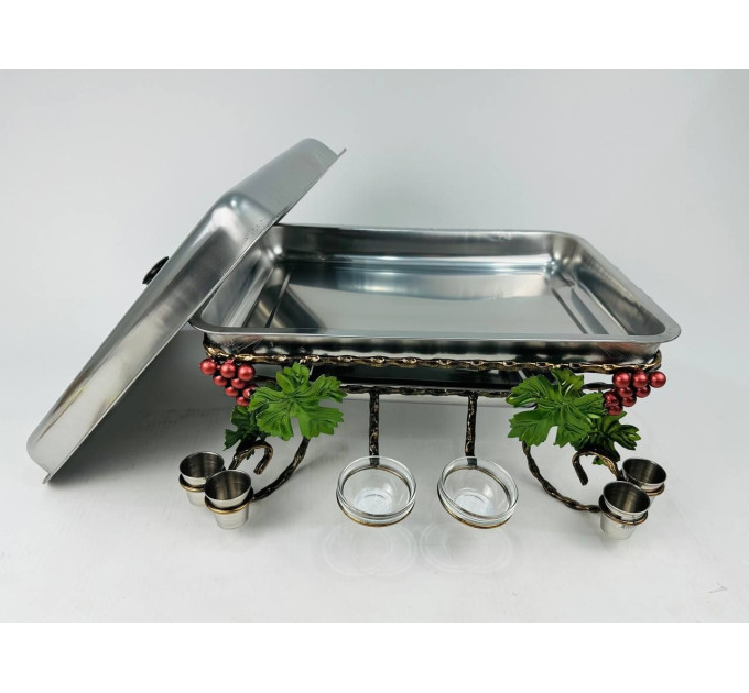 Садж "Виноград с соусниками и рюмками" прямоугольный