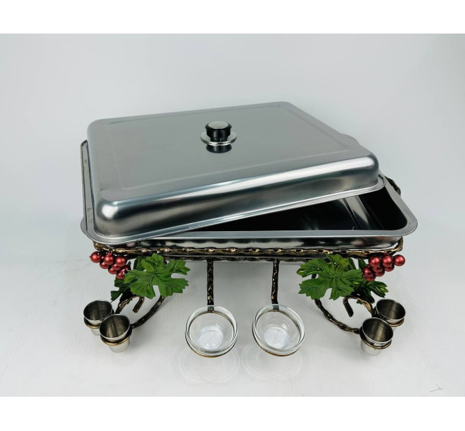 Садж "Виноград с соусниками и рюмками" прямоугольный