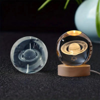 Ночник светильник 3D Хрустальный шар Д6 Космос Сатурн 13403