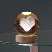 Ночник светильник 3D Хрустальный шар Д6 Сердце 13406