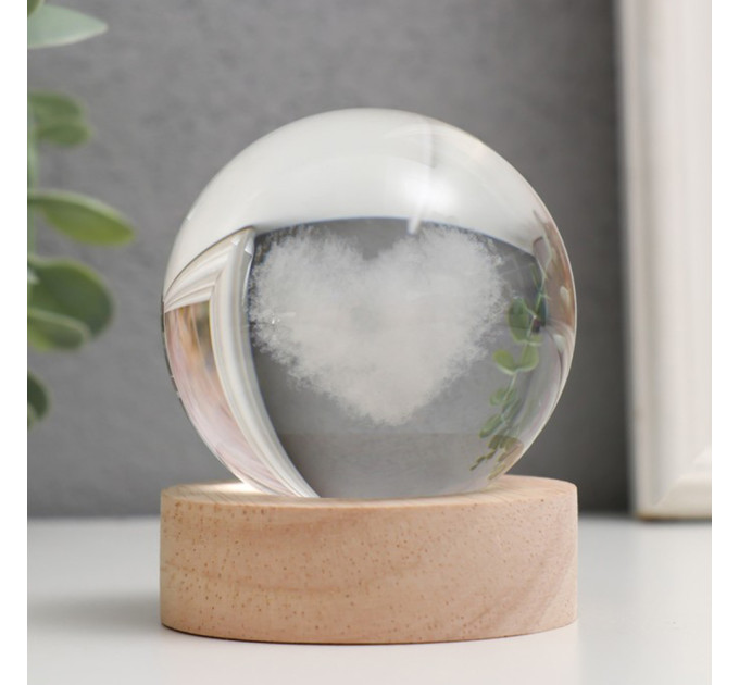 Ночник светильник 3D Хрустальный шар Д6 Сердце 13406