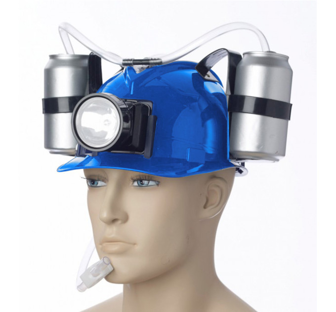 Шлем для пива с фонарем (синий)