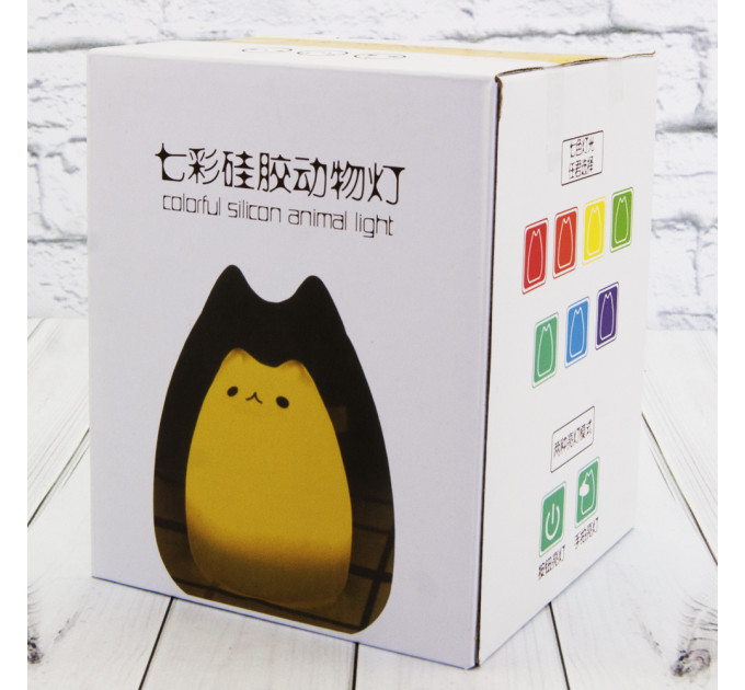 Силиконовый сенсорный ночник LED Котик (белый)