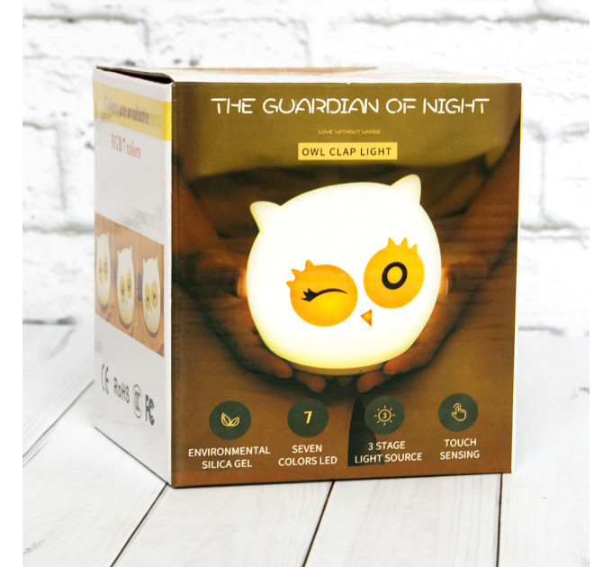Силіконовий сенсорний нічник LED Сова спляча