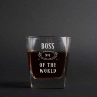 Стакан для виски "Boss №1 of the world", английский, Крафтовая коробка Стакан для виски "Boss №1 of the world", английский, Крафтовая коробка