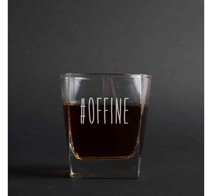 Стакан для виски "#offine", английский, Крафтовая коробка
