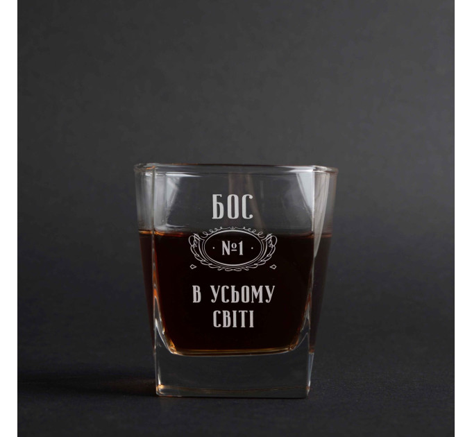 Стакан для виски"Бос №1 в усьому світі" в крафтовой коробке
