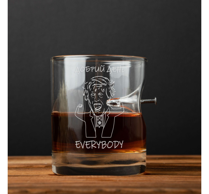 Стакан с гвоздем "Добрий день everybody", Тубус из шпона