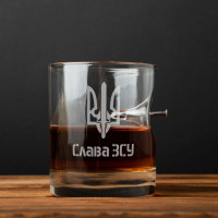 Стакан с гвоздем "Слава ЗСУ" для виски в тубусе из шпона Стакан с гвоздем "Слава ЗСУ" для виски в тубусе из шпона