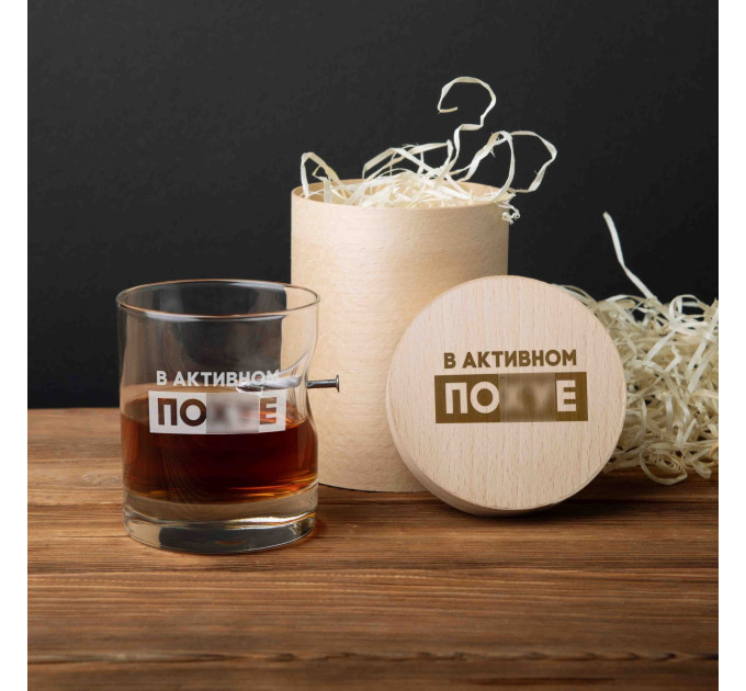 Склянка з цвяхом "В активному пох*є", російська, Тубус зі шпону