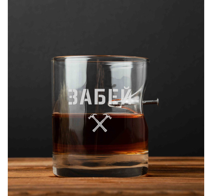 Склянка зі цвяхом "ЗАБЕЙ", російська, Тубус зі шпону