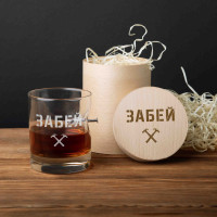 Стакан с гвоздем "ЗАБЕЙ", русский, Тубус из шпона Стакан с гвоздем "ЗАБЕЙ", русский, Тубус из шпона