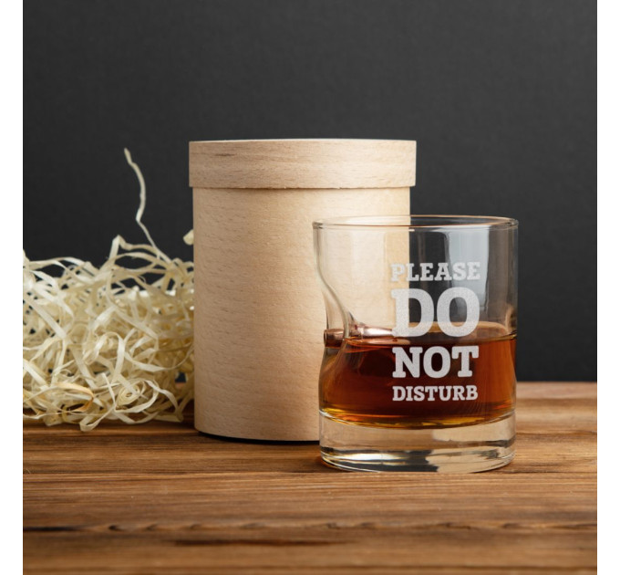Стакан с пулей "Please do not disturb" для виски, английский, Тубус из шпона