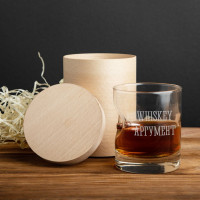 Стакан с пулей "WHISKEY АРГУМЕНТ" для виски, Тубус из шпона Стакан с пулей "WHISKEY АРГУМЕНТ" для виски, Тубус из шпона