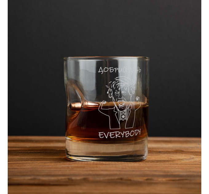 Стакан с пулей "Добрий день everybody", Тубус из шпона