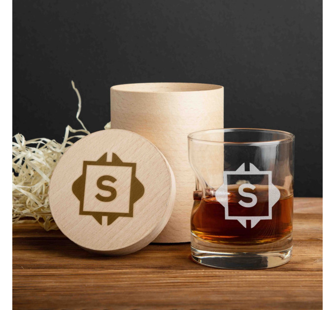 Стакан с пулей "Инициал" персонализированный, Тубус из шпона