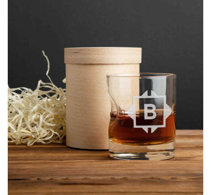 Стакан с пулей "Инициал" персонализированный, Тубус из шпона