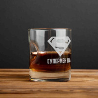 Стакан с пулей "Супермен UA" в тубусе из шпона