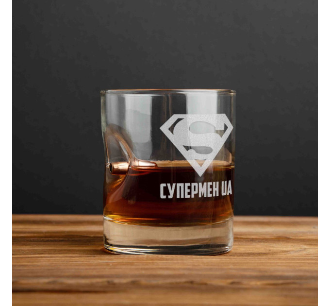 Склянка з кулею "Супермен UA" в тубусі зі шпону