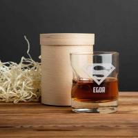 Стакан с пулей "Супермен" персонализированный, Тубус из шпона