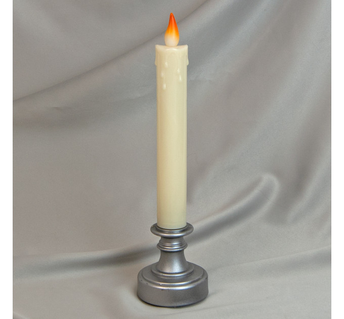 Свеча LED в подсвечнике L24см (серебряный)