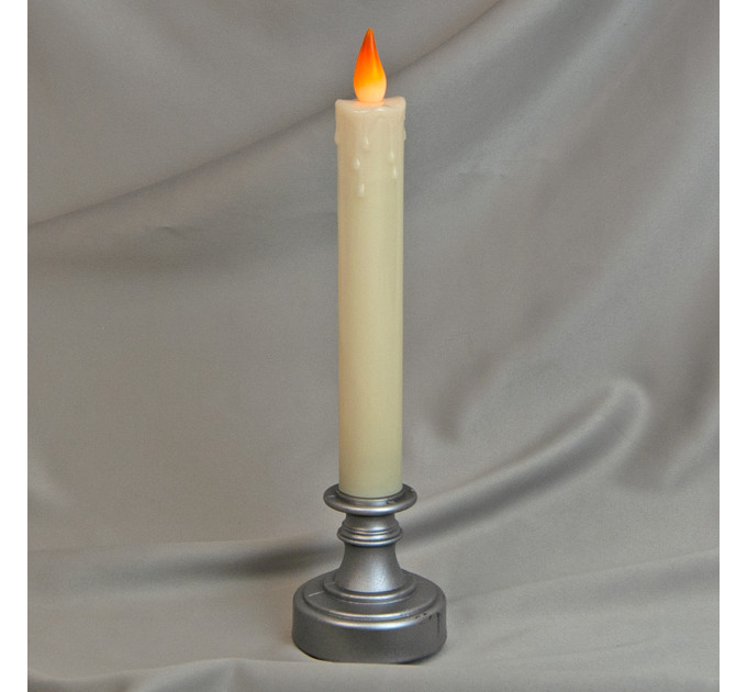 Свеча LED в подсвечнике L24см (серебряный)