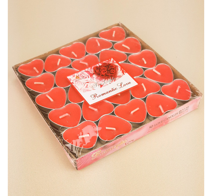 Свечи плавающие Сердце (уп. 50шт) красные