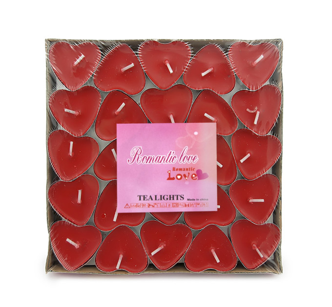 Свечи плавающие Сердце (уп. 50шт) красные