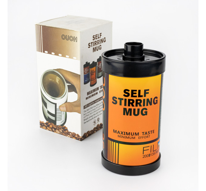 Термокружка с миксером Кассета Фотопленка капучинатор (оранжево-черная)