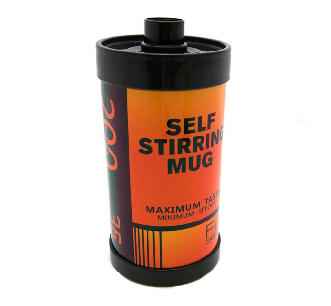 Термокружка с миксером Кассета Фотопленка капучинатор (оранжево-черная)