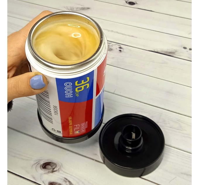 Термокружка с миксером Кассета Фотопленка капучинатор (сине-красная)