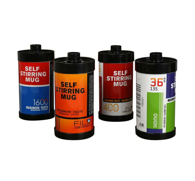 Термокружка с миксером Кассета Фотопленка капучинатор (сине-красная)