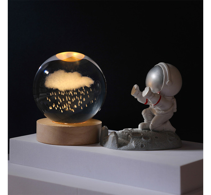 Ночник светильник 3D Хрустальный шар Д6 Тучка 13407