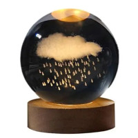 Ночник светильник 3D Хрустальный шар Д8 Тучка 13414