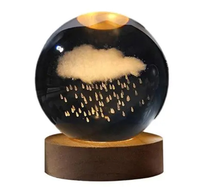 Нічник світильник 3D Кришталева куля Д8 Хмарка 13414