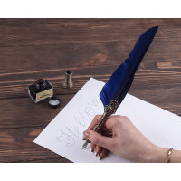 Винтажная Ручка перо синяя Harry Potter