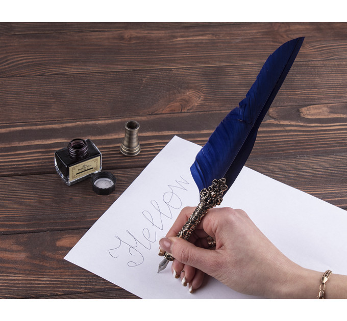 Винтажная Ручка перо синяя Harry Potter